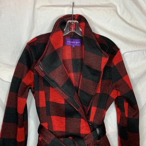 vintage Madden Girl plaid belted full zip coat - Picture 6 of 13